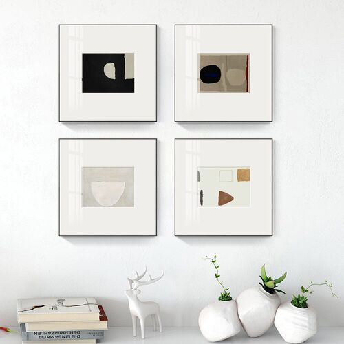 现代极简装饰画客厅餐厅几何抽象黑白挂画北欧P莫兰迪名宿高级壁