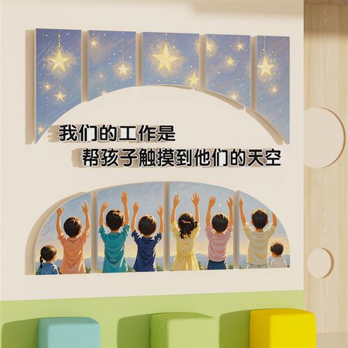 幼儿园大厅教师形象教育理念w主题文化墙面装饰走廊布置成品环创