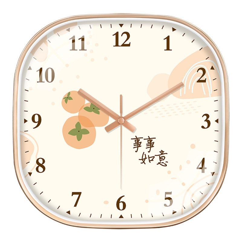 【12英寸30CM】创意简约挂y钟事事如意方型钟表客厅卧室墙壁静音