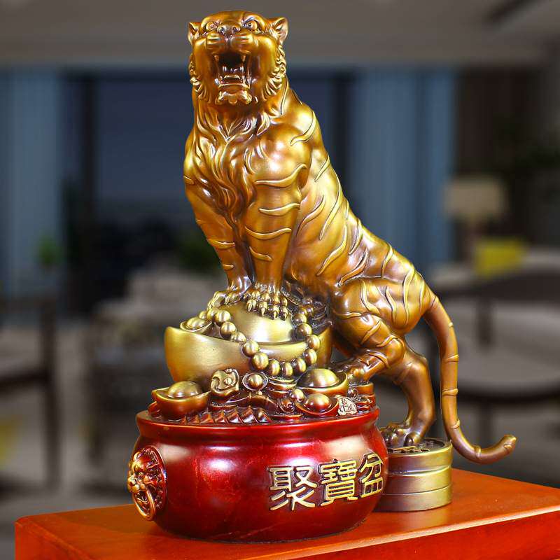 虎啸山河纯铜老虎摆件生肖虎年吉祥物纪念品办公客厅装饰铜虎摆件