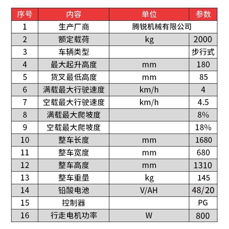 2吨地牛电瓶液压车拖车保时运手自一体全电动液压搬运车 电动叉车