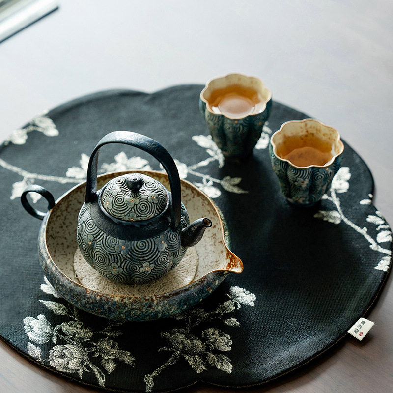 仿古祥云纹提梁壶小套装一壶二杯家用复古高档陶瓷泡茶壶茶杯