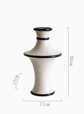 法式陶瓷花瓶家居客厅简约线条花瓶紫色花瓶玄关摆件装饰