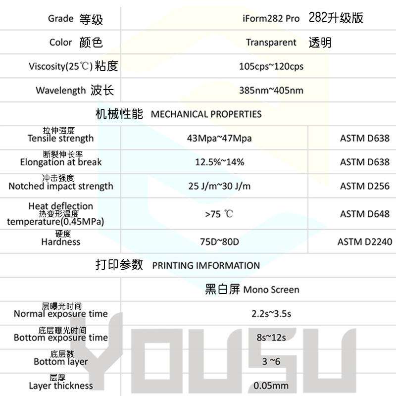升级版光固化3d打印机耗材高透明光敏树脂耐黄变韧性材料通用LCD