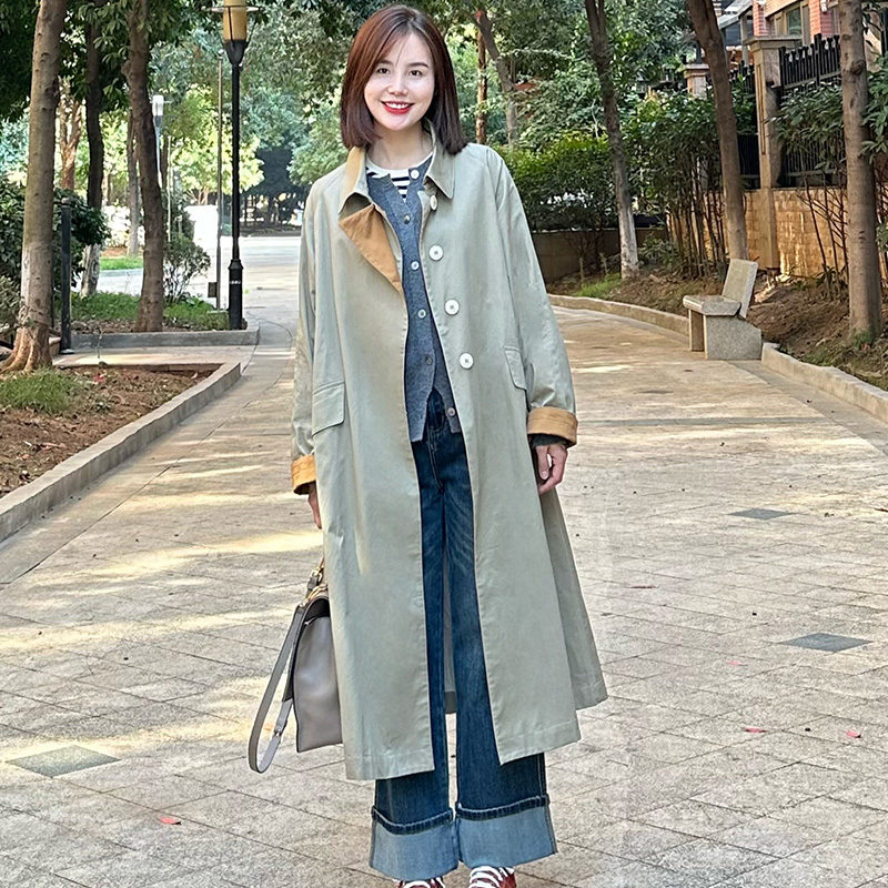 白目自原创设计中长款外套女风衣