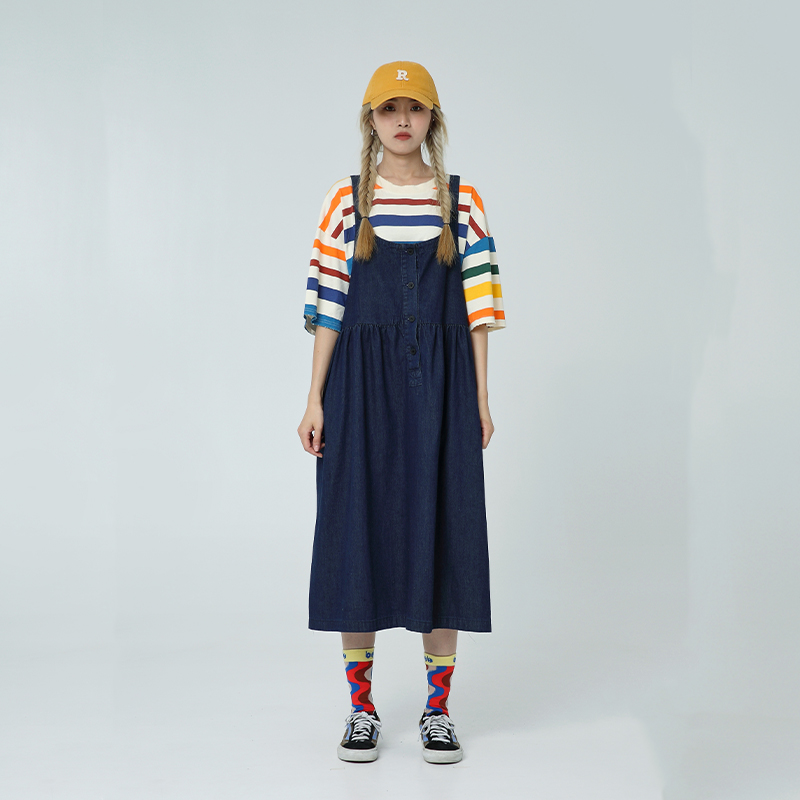 白目自原创设计夏牛仔连衣裙