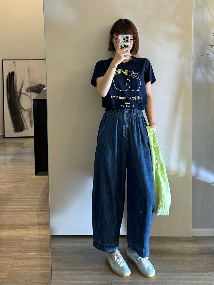 白目自.X牛仔直筒裤女夏小众设计