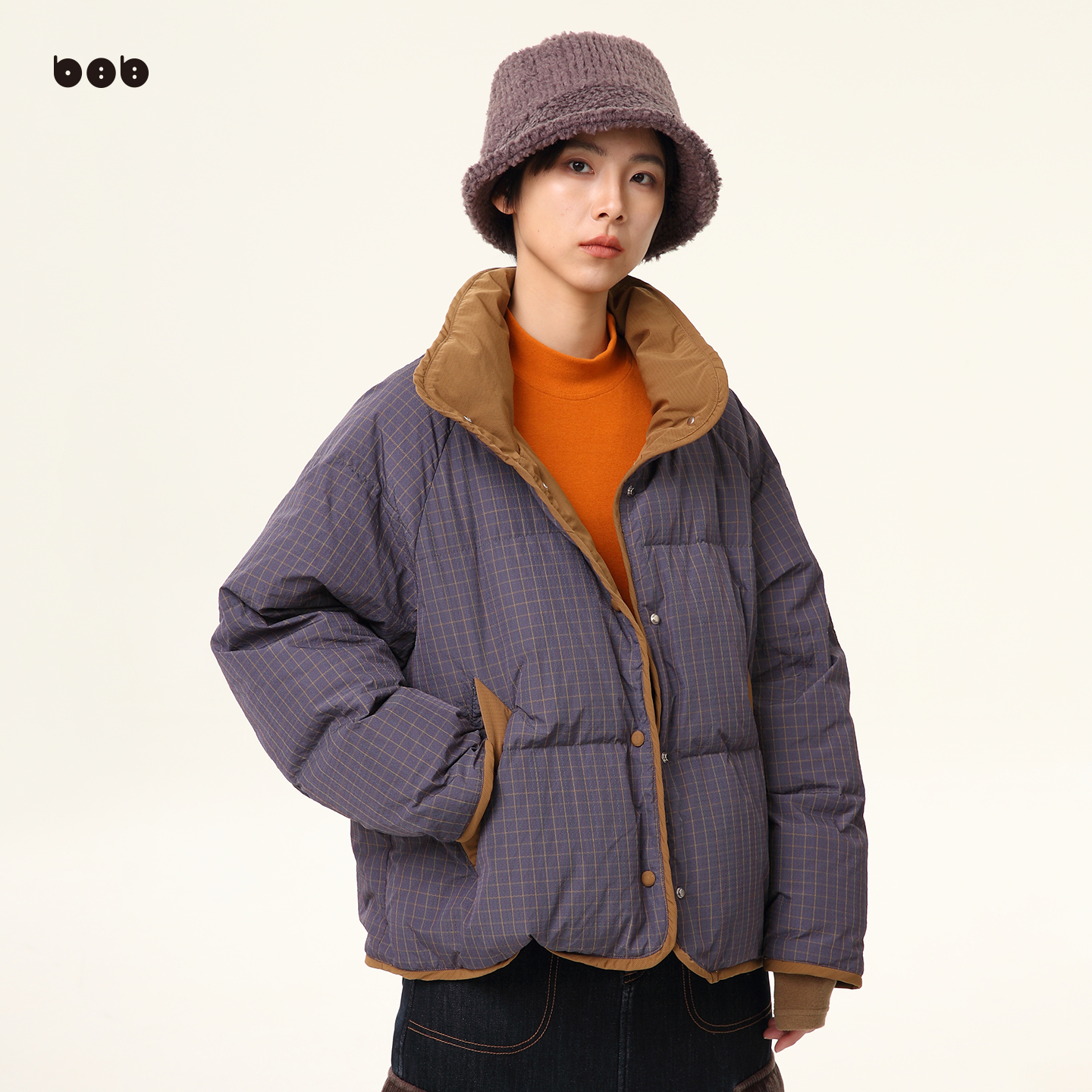 白目自原创设计2024冬短款羽绒服