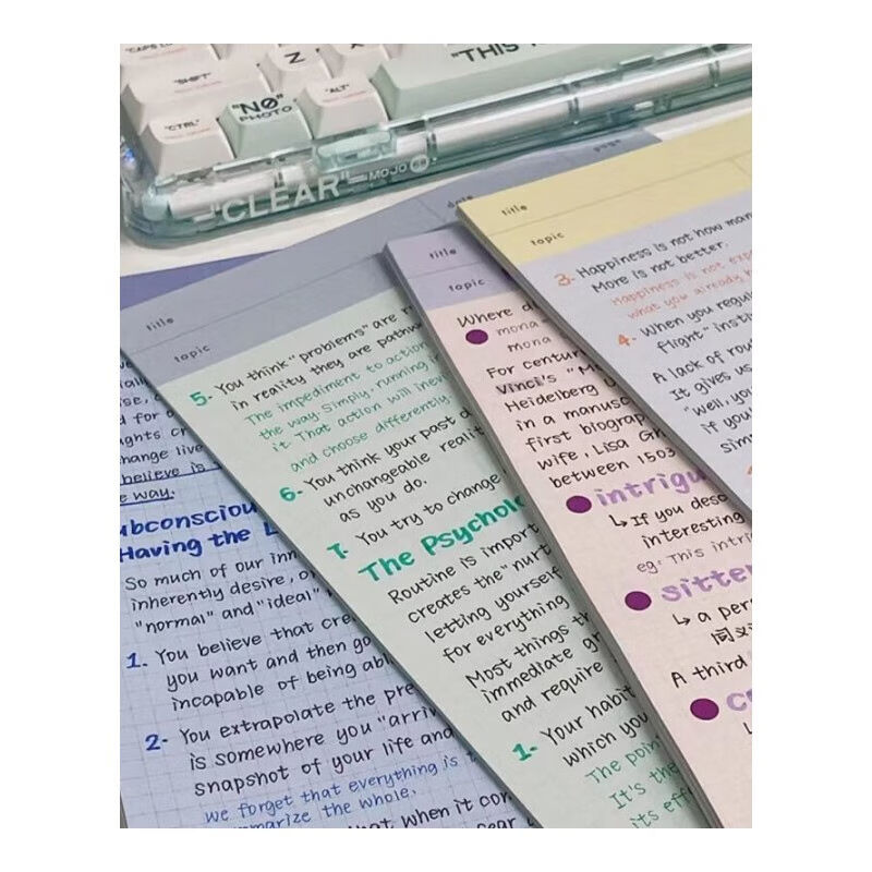 B5彩色拍纸本ins风高颜值学生便签本笔记本单词本全套4本】