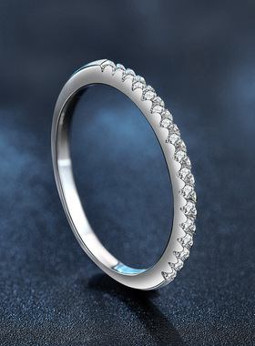 日韩简约钻戒925银莫桑钻戒指冷
