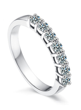 S925纯银莫桑排戒闭口七公主莫桑