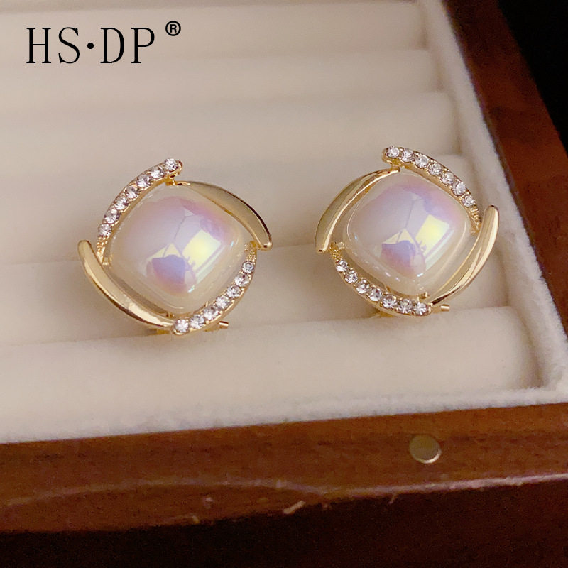 简约s925银针气质仿马贝珍珠菱形耳钉耳夹女轻奢甜美百搭小巧耳环,饰品/流行首饰/时尚饰品新,耳钉,淘宝优惠券,粉丝福利购,淘宝优惠卷