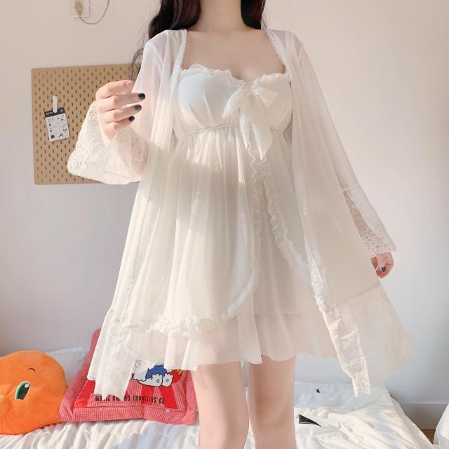 2024春夏新款公主风甜美家居服收腰打底单吊带睡裙两件套装女士图片