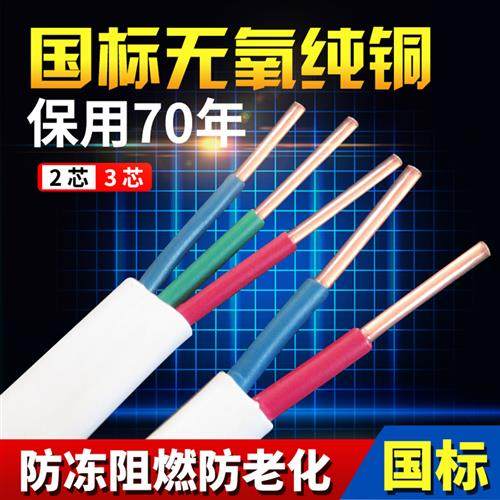 国标纯铜芯电线 线1 1.5 2.5 4 6平方双芯铜线 线BVVB护套线 线家