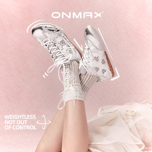 【明星同款】onmax四叶草设计师冬新款薄底德训运动芭蕾银色女鞋