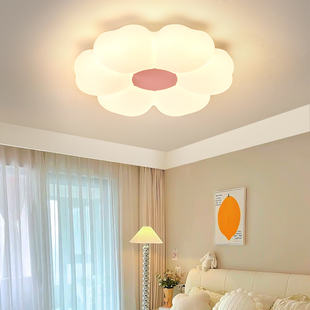奶油风吸顶灯2026新款 简约现代创意花朵护眼温馨浪漫卧室房间灯具