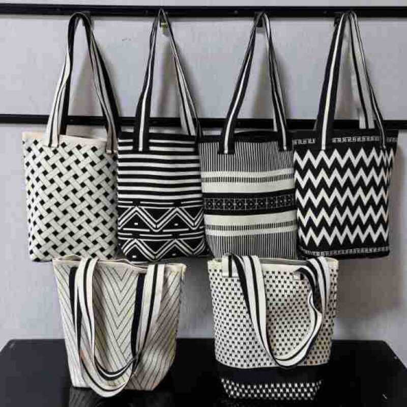 2025新款拼色大容量包包女韩系小众时尚托特包百搭针织包水桶包