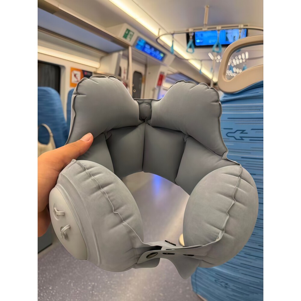 旅行枕便携按压充气腰垫枕头飞机高铁靠枕午休趴睡枕坐车睡觉神器