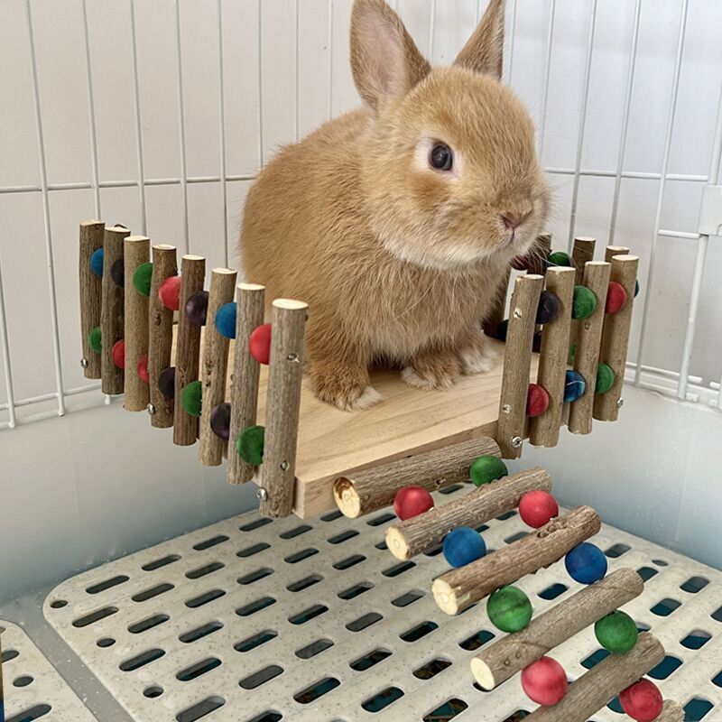 兔子窝专用木屋实木围栏荷兰猪龙猫仓鼠楼梯踏板木制攀爬平台木屋
