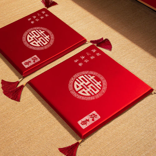 结婚跪垫一对坐福垫新婚新郎新娘磕头敬茶改口婚礼用的红色喜垫子