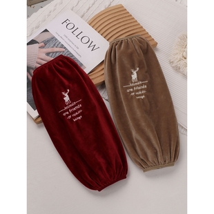 加大男女加宽加肥袖套2025冬季护袖头小鹿刺绣加长袖筒办公室套袖