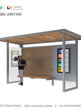 Street Metal Bus Stop Shelter with Advertising Light Box
