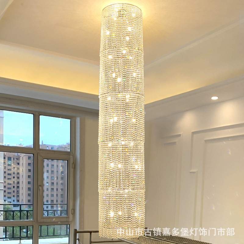 轻奢复式楼梯吊灯长吊灯水晶loft吊灯豪华大气别墅楼梯间客厅吊灯