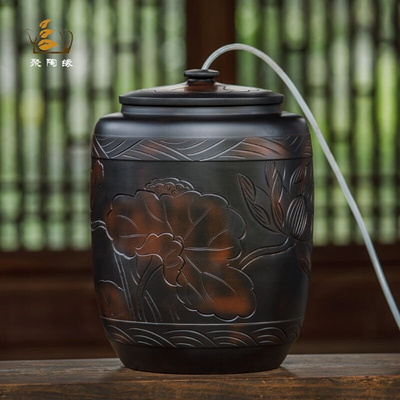 陶瓷水缸家用储水用纯净水桶茶台专用功夫茶泡茶桶大容量抽水带盖