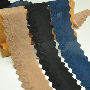 7厘米宽三色纯棉刺绣花边辅料diy领口袖 口衣服裙摆边床品棉布花边