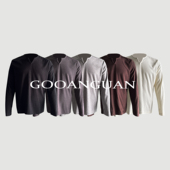 谷安关剪刀领正肩打底长袖 T恤糯感毛巾布280g亲肤透气秋cleanfit