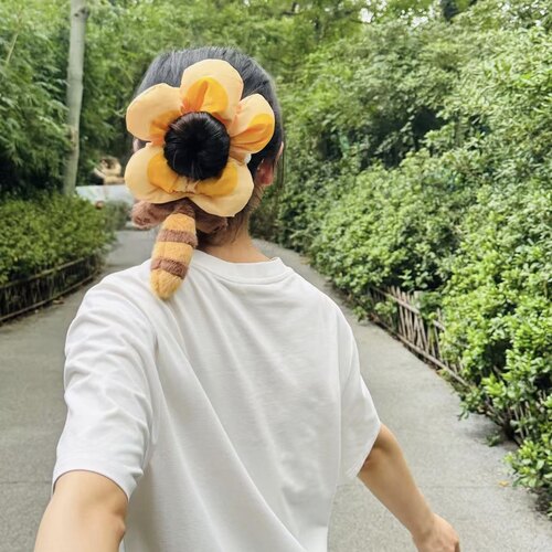 红山动物园小熊猫发绳花朵发圈饰