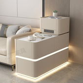 沙发边柜轻奢高级感客厅2025新款 多功能带灯带插座边几置物柜