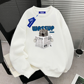 WASSUP重磅潮牌廓形圆领卫衣男秋冬2025新款 宽松休闲卡通印花上衣