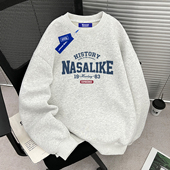 宽松休闲长袖 WASSUP重磅秋冬2025新款 套头圆领卫衣男女情侣装 上衣