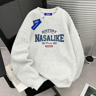 上衣 宽松休闲长袖 WASSUP重磅秋冬2025新款 套头圆领卫衣男女情侣装