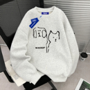 上衣 宽松休闲加绒加厚长袖 WASSUP美式 潮牌圆领卫衣男2025春秋新款