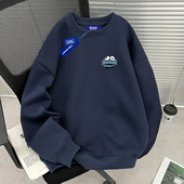 宽松休闲加绒加厚长袖 WASSUP卡通重磅圆领卫衣男女秋冬季 新款 上衣