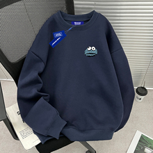 WASSUP卡通重磅圆领卫衣男女秋冬季新款宽松休闲加绒加厚长袖上衣