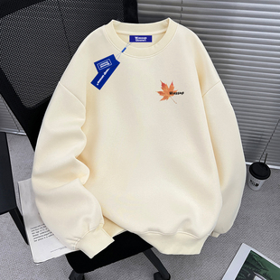 WASSUP潮牌圆领印花卫衣男秋冬2025新款 慵懒风宽松休闲情侣上衣