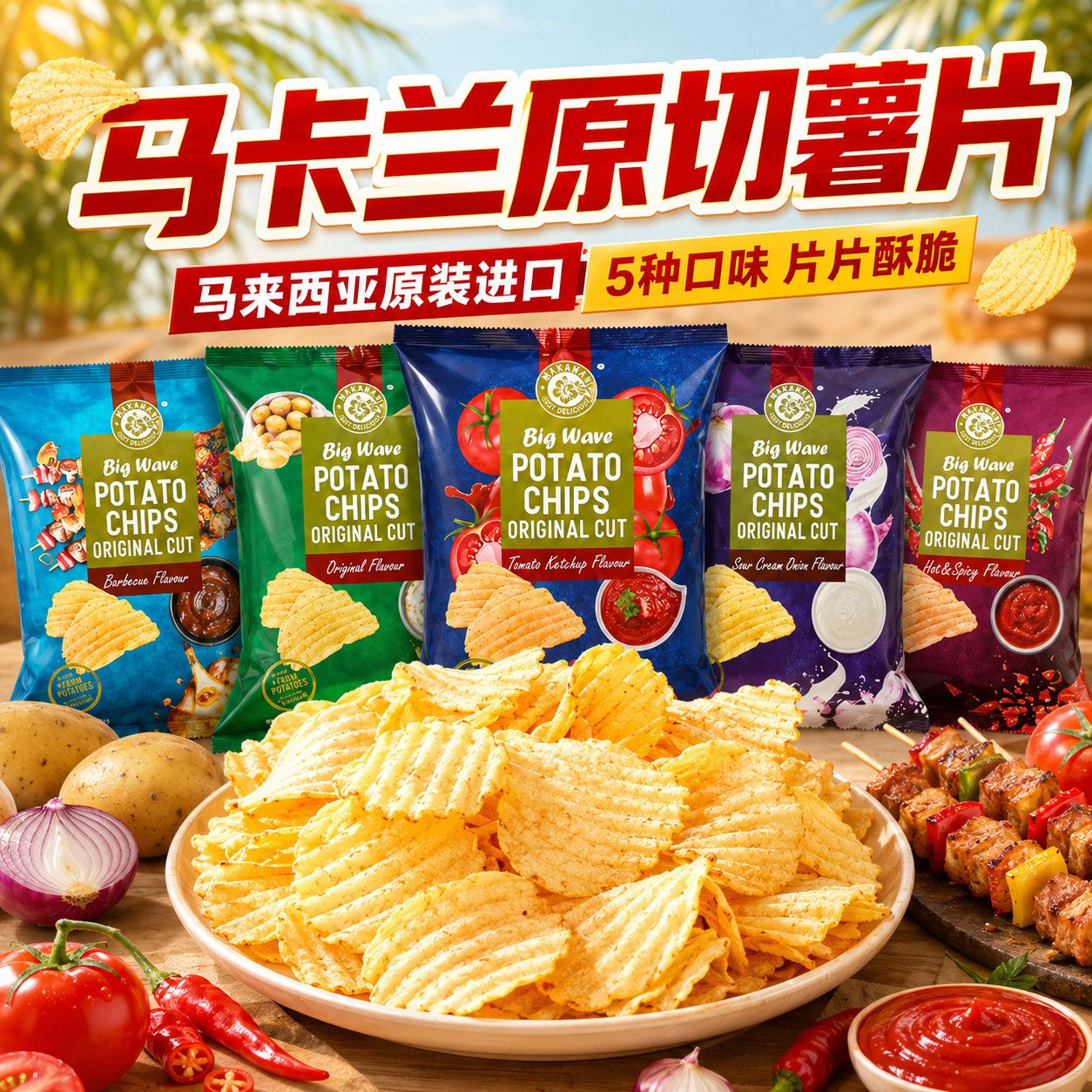 芭干达马卡兰原切大波浪薯片