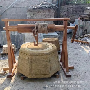 石雕井口青石仿古石头井圈老式井台井盖家用水井庭院装饰摆件户外