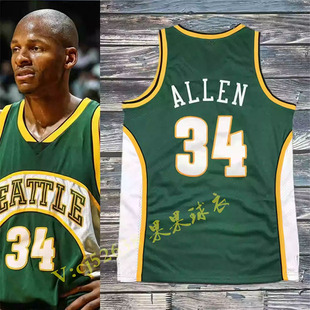 【刺绣版】超音速队35号杜兰特复古球衣雷阿伦肖恩坎普佩顿篮球服