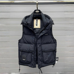 休闲连帽百搭保暖舒适个性 时尚 字母潮 新款 羽绒马甲男2024年秋冬季