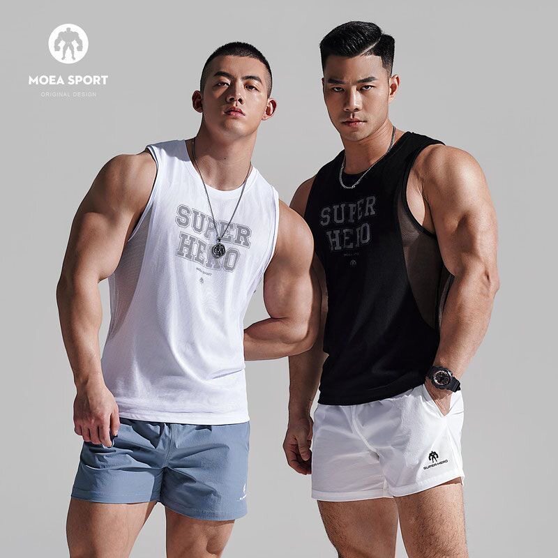 清凉网纱背心男士速干弹力无袖运动健身衣服夏季性感坎肩潮流