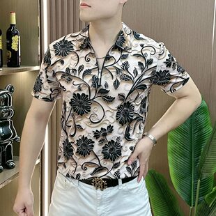 2026夏季新款男士休闲时尚短袖polo衫潮流高级感帅气个性花色t恤