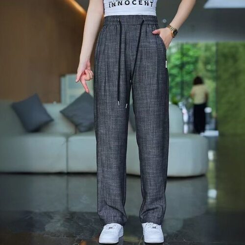 夏季薄款冰丝高级感休闲裤慵懒风穿搭帅气直筒裤潮流百搭男士裤子