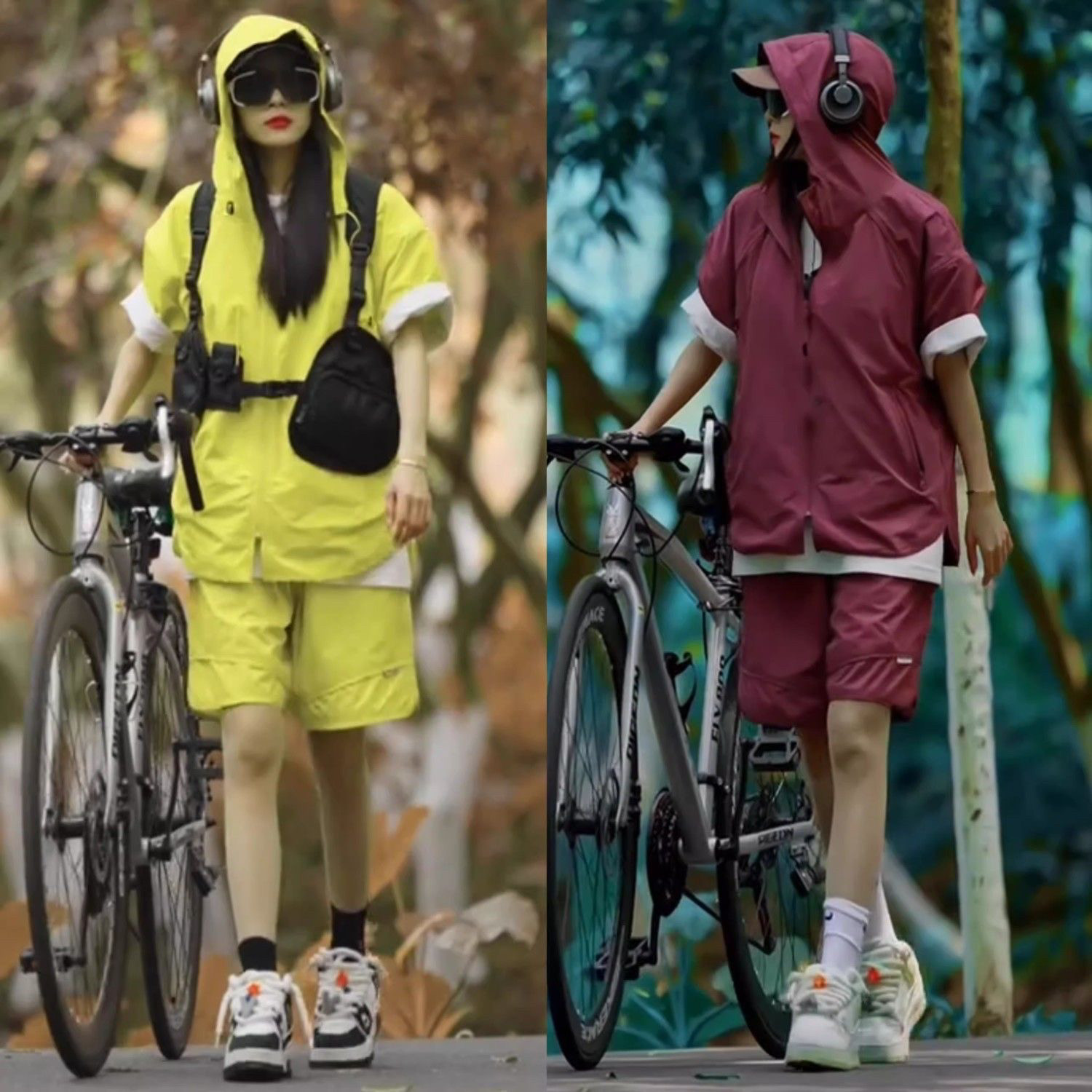 夏季新款情侣运动套装男女款街头美式连帽宽松工装短裤短袖两件套