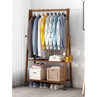 实木衣帽架落地卧室家用置物架多功能简易挂包衣架客厅挂衣服架子