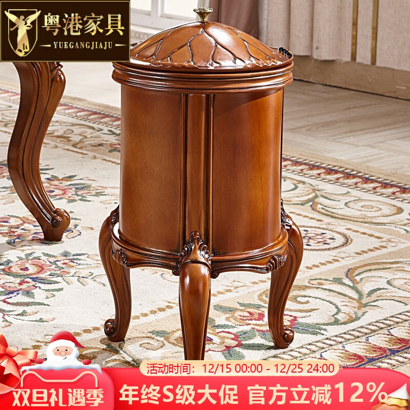 粤港高档别墅全实木雕花垃圾桶