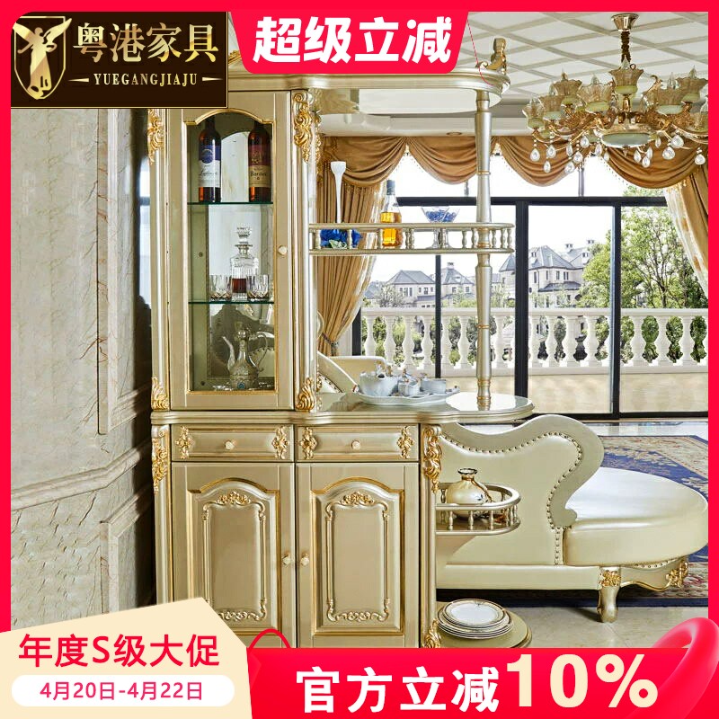 欧式间厅柜美式别墅实木橡木雕花玄关柜屏风装饰酒柜隔断归门厅柜